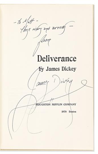 Dickey, James (1923-1997) Deliverance. [Together with] Two Typed Letters Signed & Two Signed Photographs.